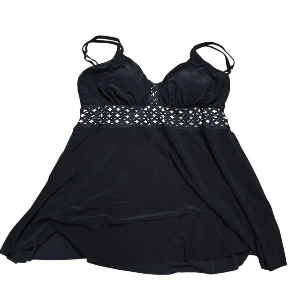 Miraclesuit Tankini Top US 8 Black White Shaping Swimwear Swimsuit